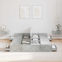 vidaXL Struttura letto con contenitore Grigio cemento 135 x 190 cm
