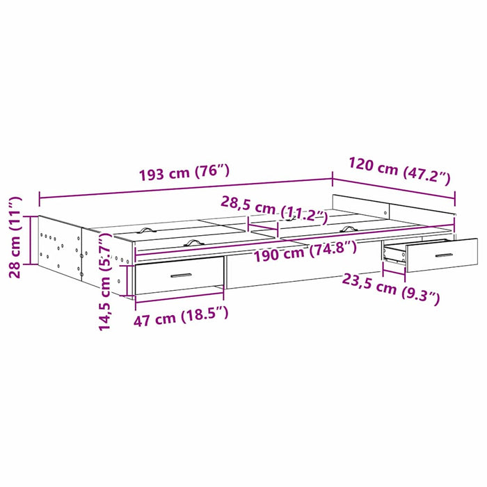 vidaXL Struttura letto con contenitore Bianco 120 x 190 cm