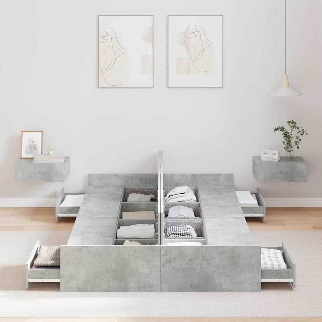 vidaXL Struttura letto con contenitore Grigio cemento 120 x 190 cm