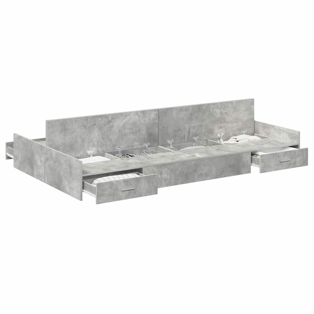vidaXL Struttura letto con contenitore Grigio cemento 120 x 190 cm