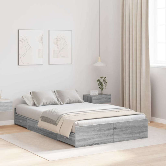 vidaXL Struttura letto con contenitore Grigio sonoma 120 x 190 cm