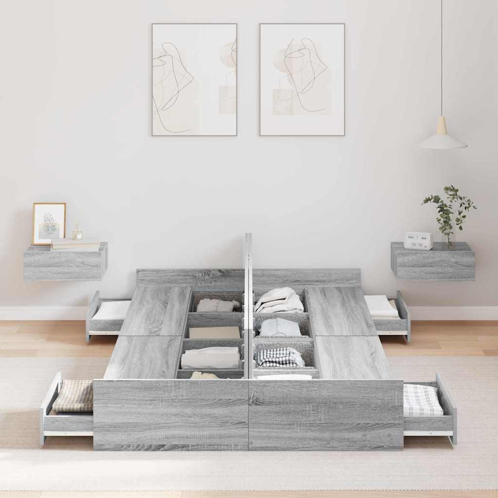 vidaXL Struttura letto con contenitore Grigio sonoma 120 x 190 cm
