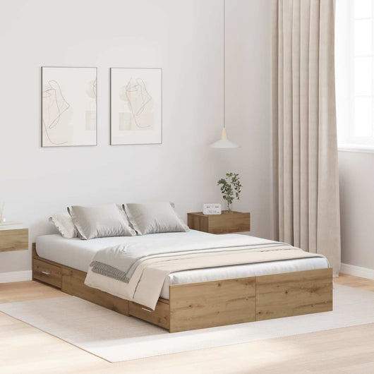 vidaXL Struttura letto con contenitore rovere artigianale 120 x 190 cm