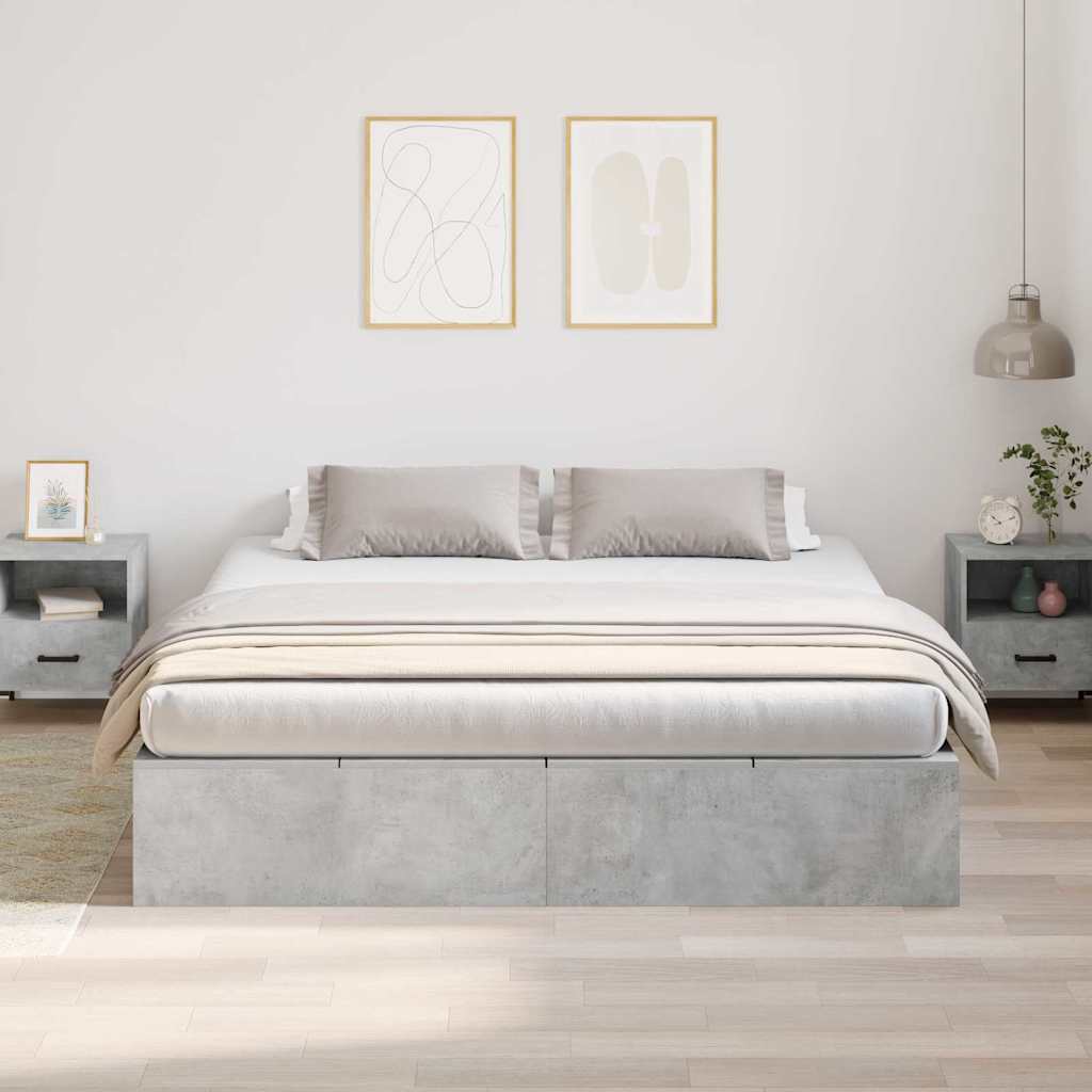 Struttura letto con contenitore Grigio cemento 200 x 200 cm 3335360