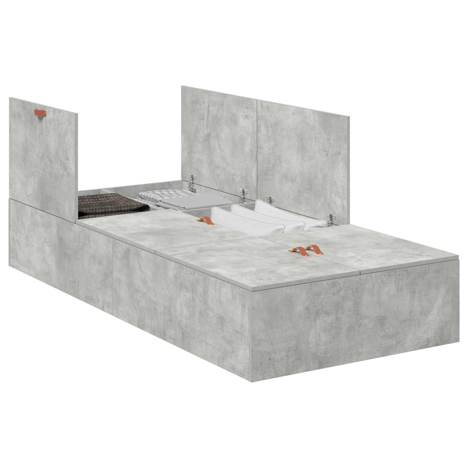 Struttura letto con contenitore Grigio cemento 90 x 190 cm 3335408
