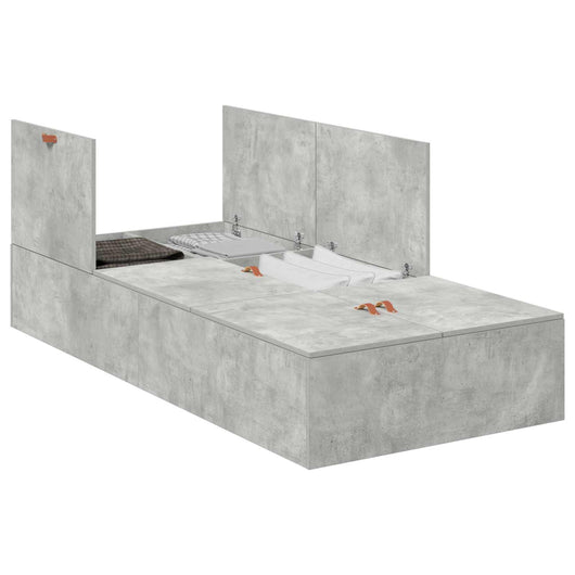 Struttura letto con contenitore Grigio cemento 90 x 190 cm 3335408