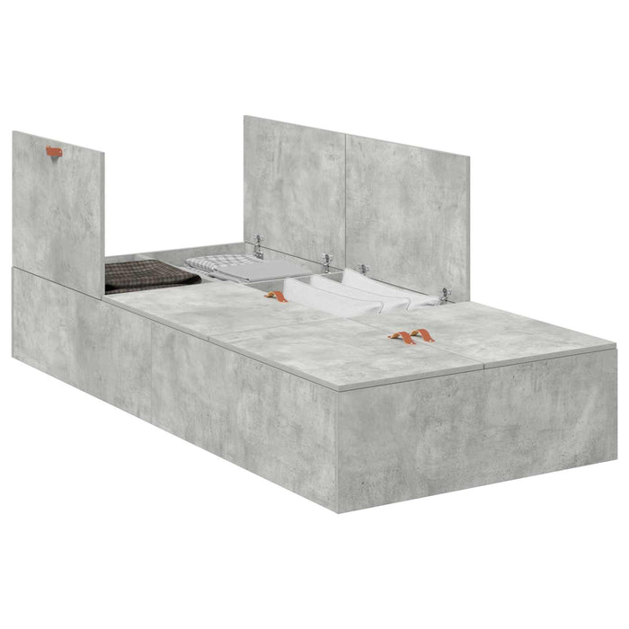 Struttura letto con contenitore Grigio cemento 90 x 190 cm 3335408