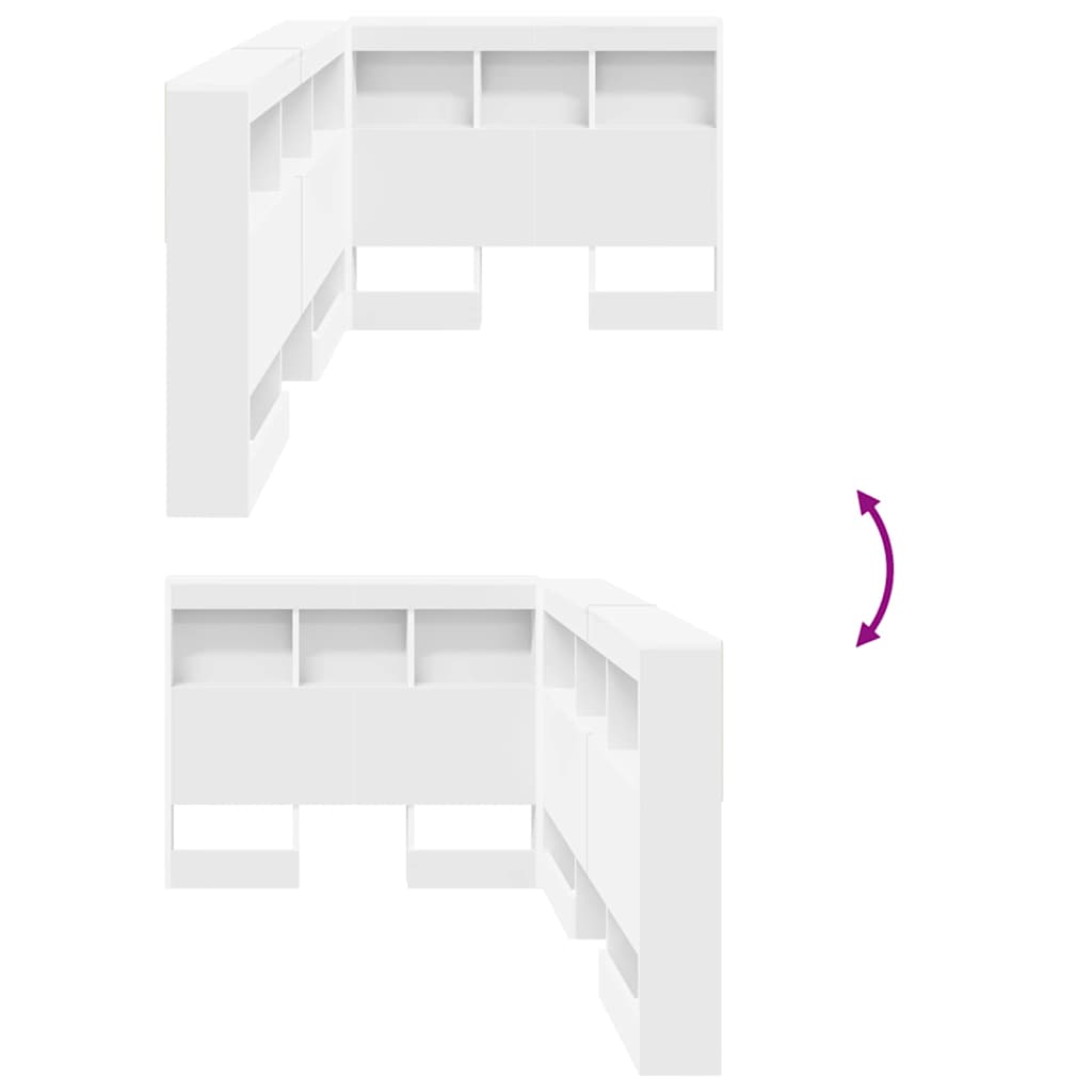 Testata contenitore con testiera Bianco 80 cm Legno multistrato 3335445