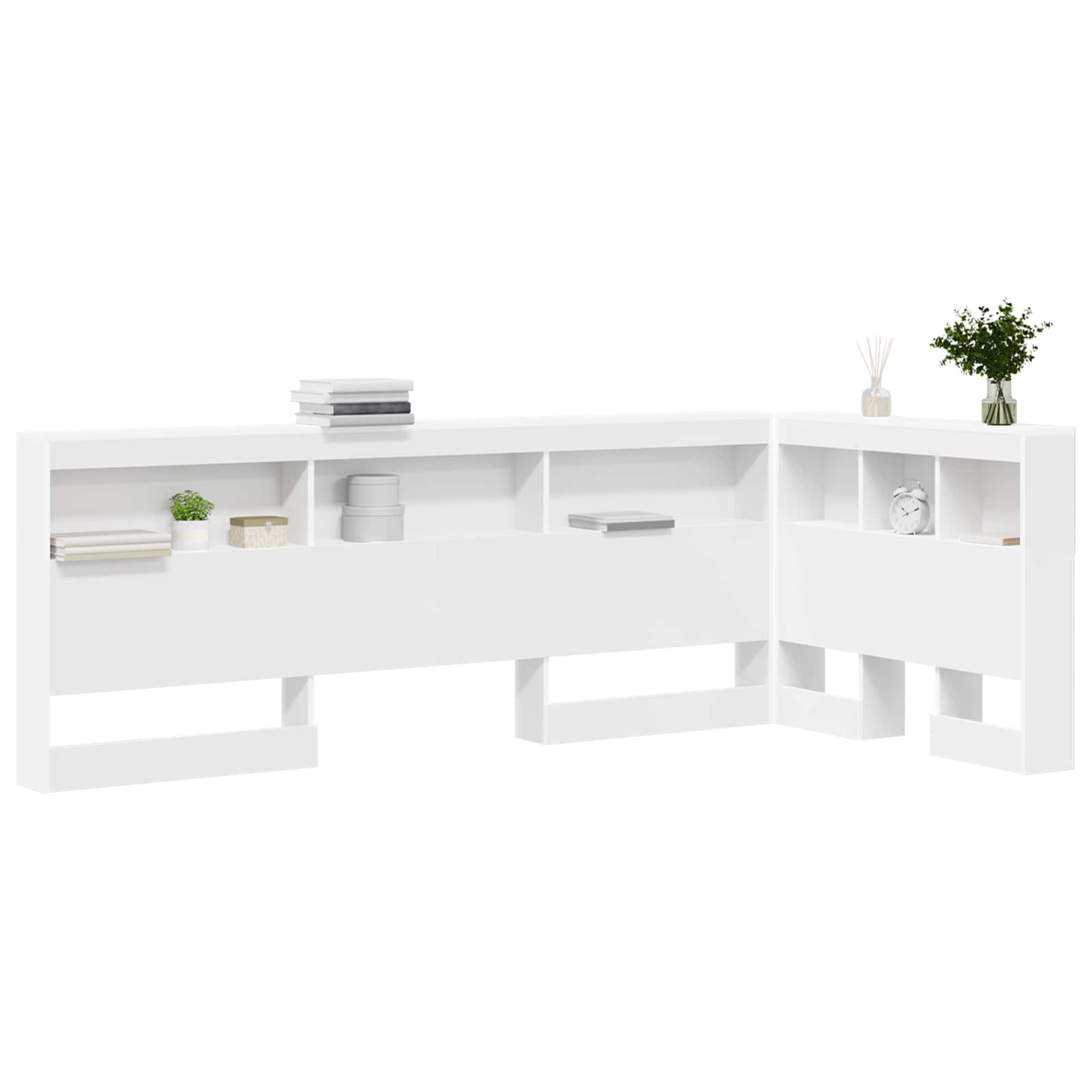 Testata contenitore con testiera-Testiera con Ripiani Bianco 90 cm Legno multistrato 670881