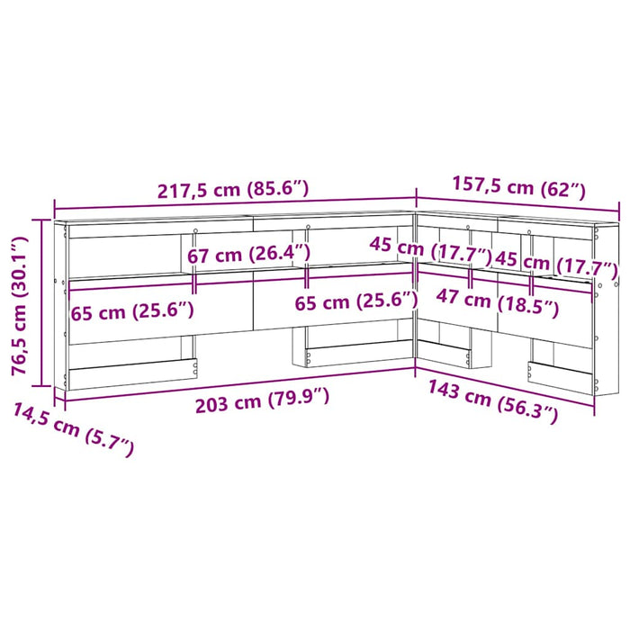 vidaXL Testata contenitore rovere artigianale 140 cm Legno multistrato