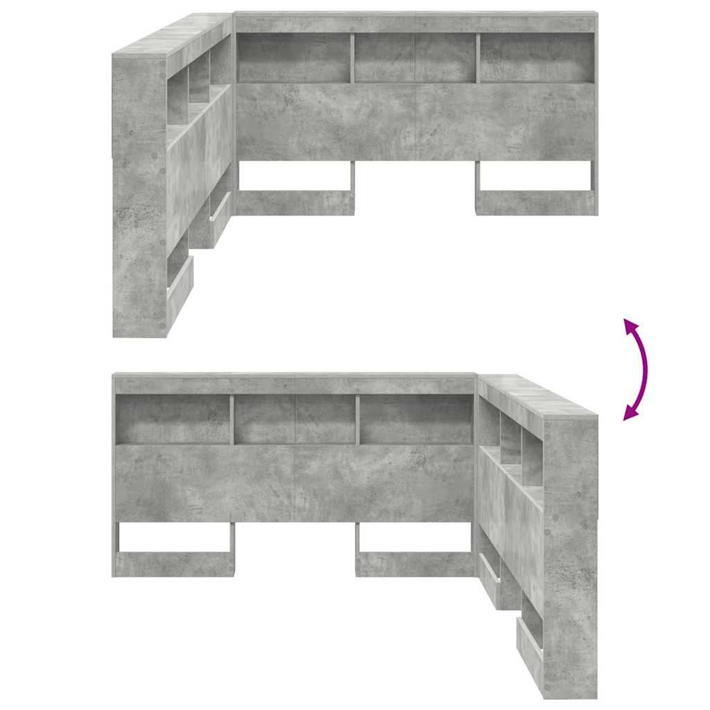 vidaXL Testata contenitore Grigio cemento 160 cm Legno multistrato