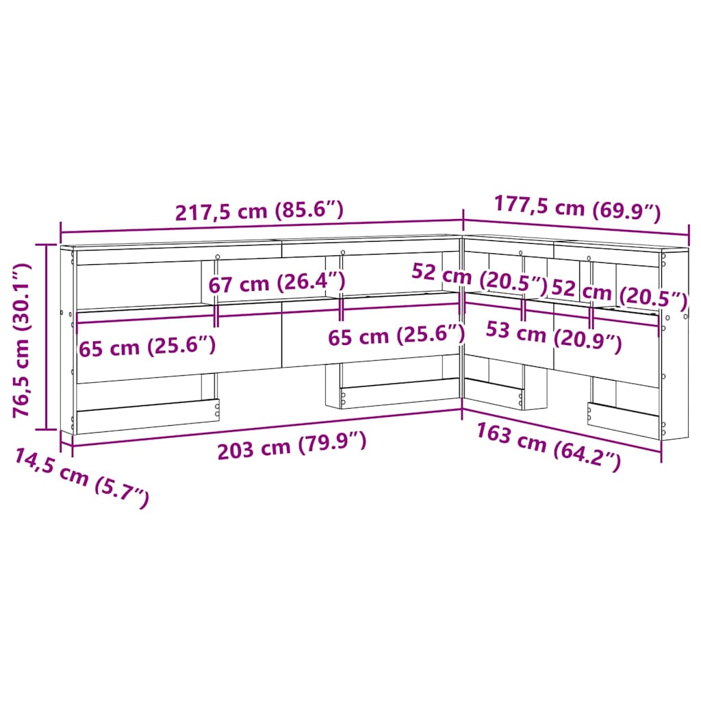 vidaXL Testata contenitore Rovere fumo 160 cm Legno multistrato