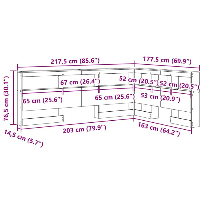 vidaXL Testata contenitore rovere artigianale 160 cm Legno multistrato
