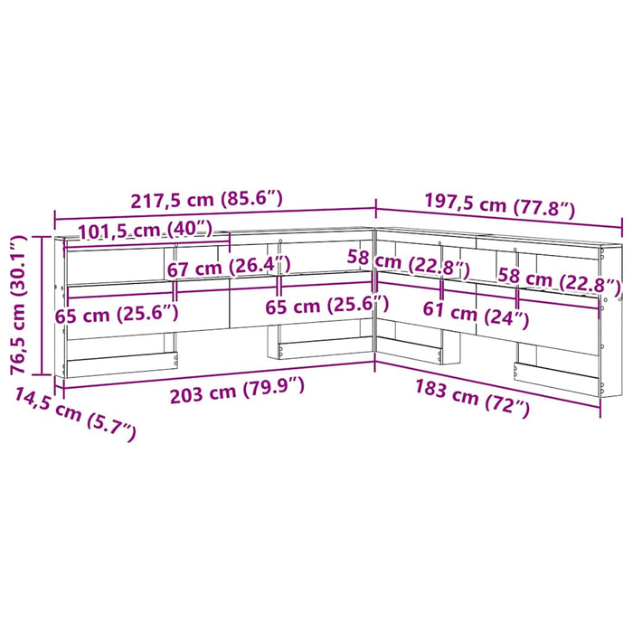 vidaXL Testata contenitore rovere sonoma 180 cm Legno multistrato
