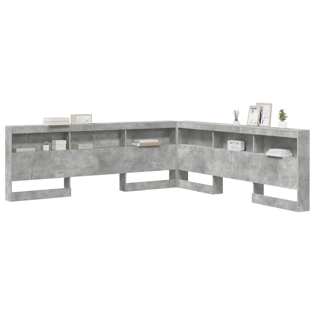 vidaXL Testata contenitore Grigio cemento 180 cm Legno multistrato
