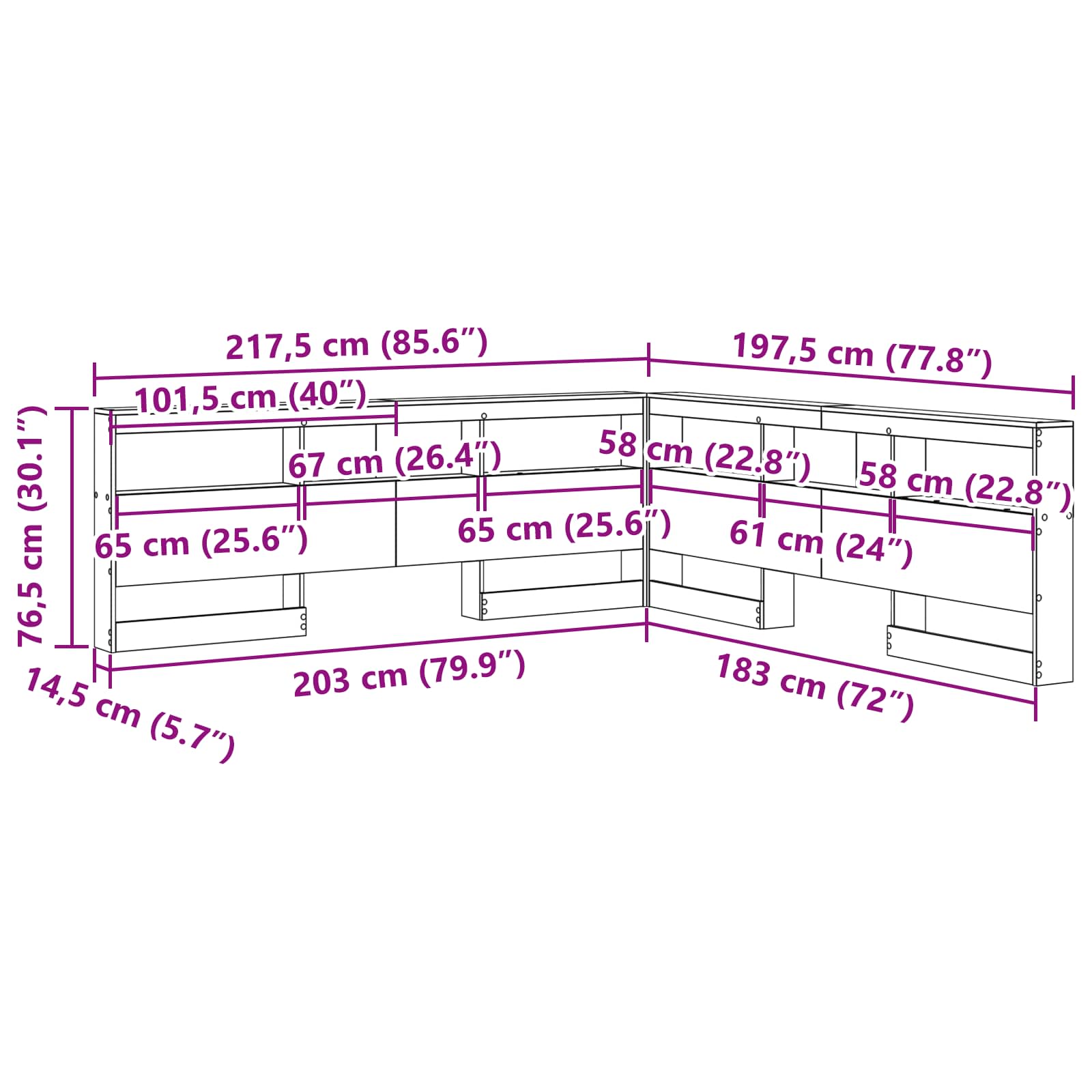 Testata contenitore Rovere fumé 180 cm Legno multistrato 3335513