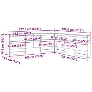 vidaXL Testata contenitore Grigio sonoma 180 cm Legno multistrato