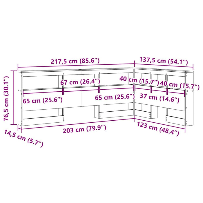 vidaXL Testata contenitore Rovere fumo 120 cm Legno multistrato