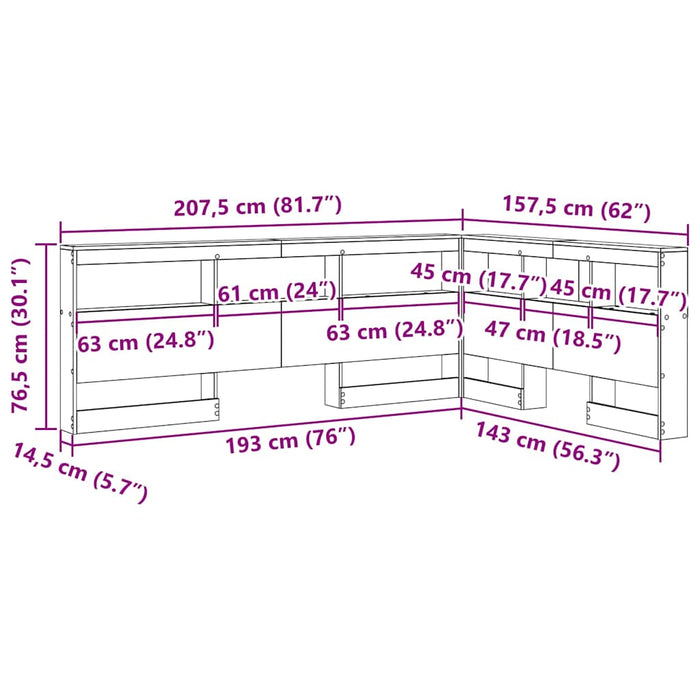 vidaXL Testata contenitore Grigio sonoma 140 cm Legno multistrato