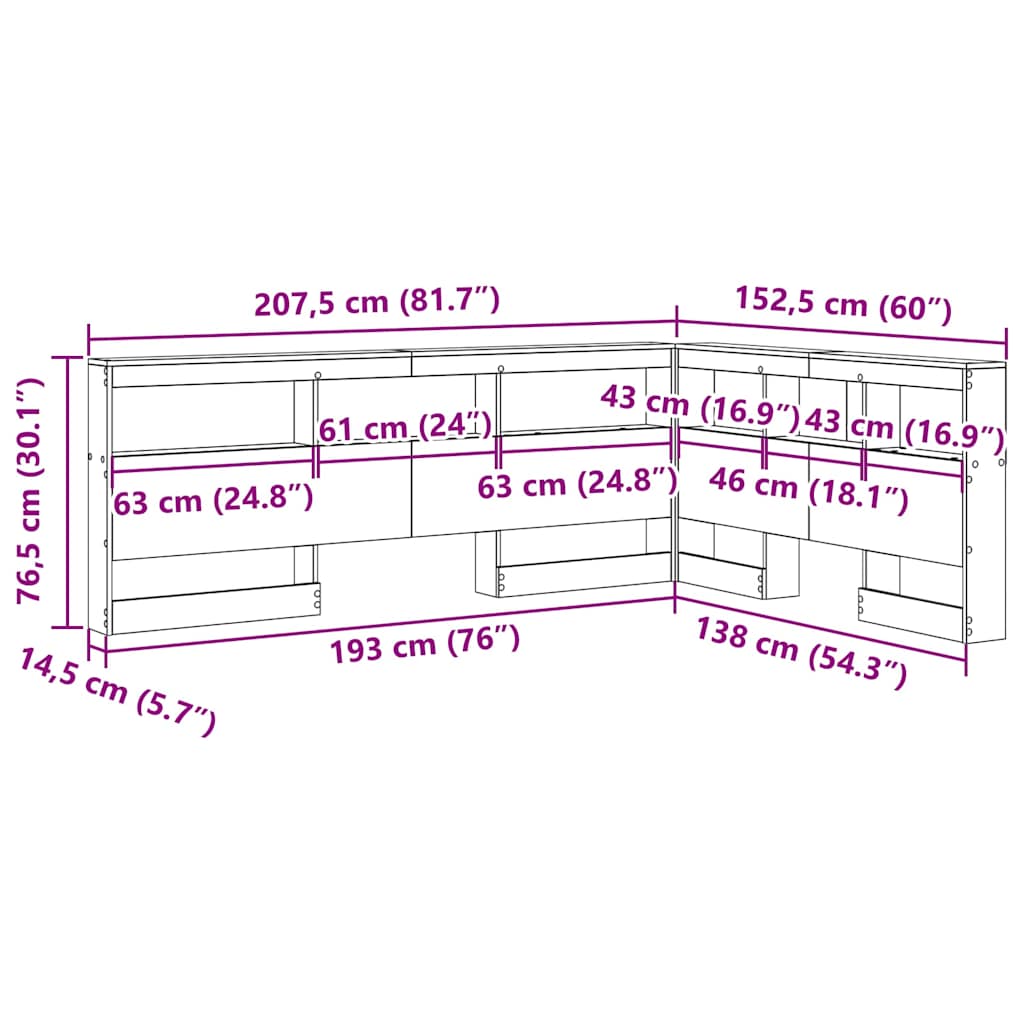 vidaXL Testata contenitore Bianco 135 cm Legno multistrato