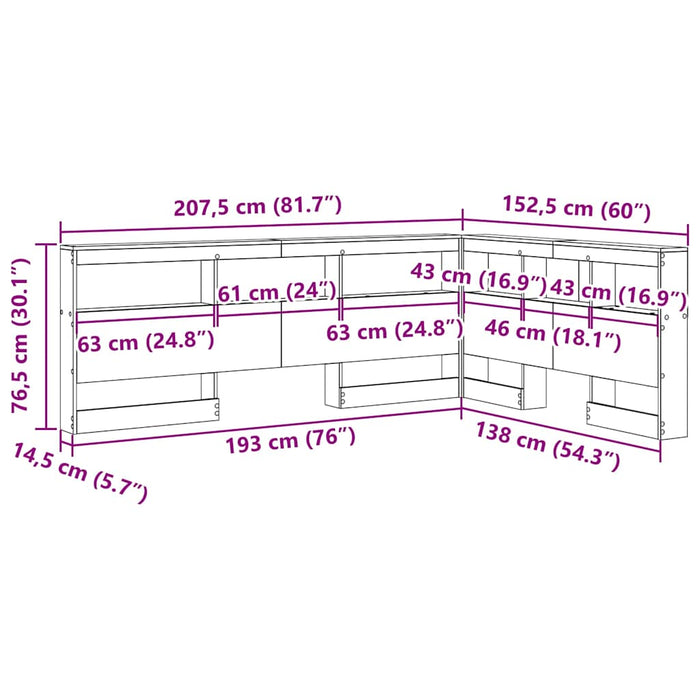 vidaXL Testata contenitore Bianco 135 cm Legno multistrato