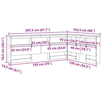 vidaXL Testata contenitore Grigio cemento 135 cm Legno multistrato