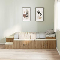 Struttura letto con contenitore con cassetto rovere artigianale 3335564