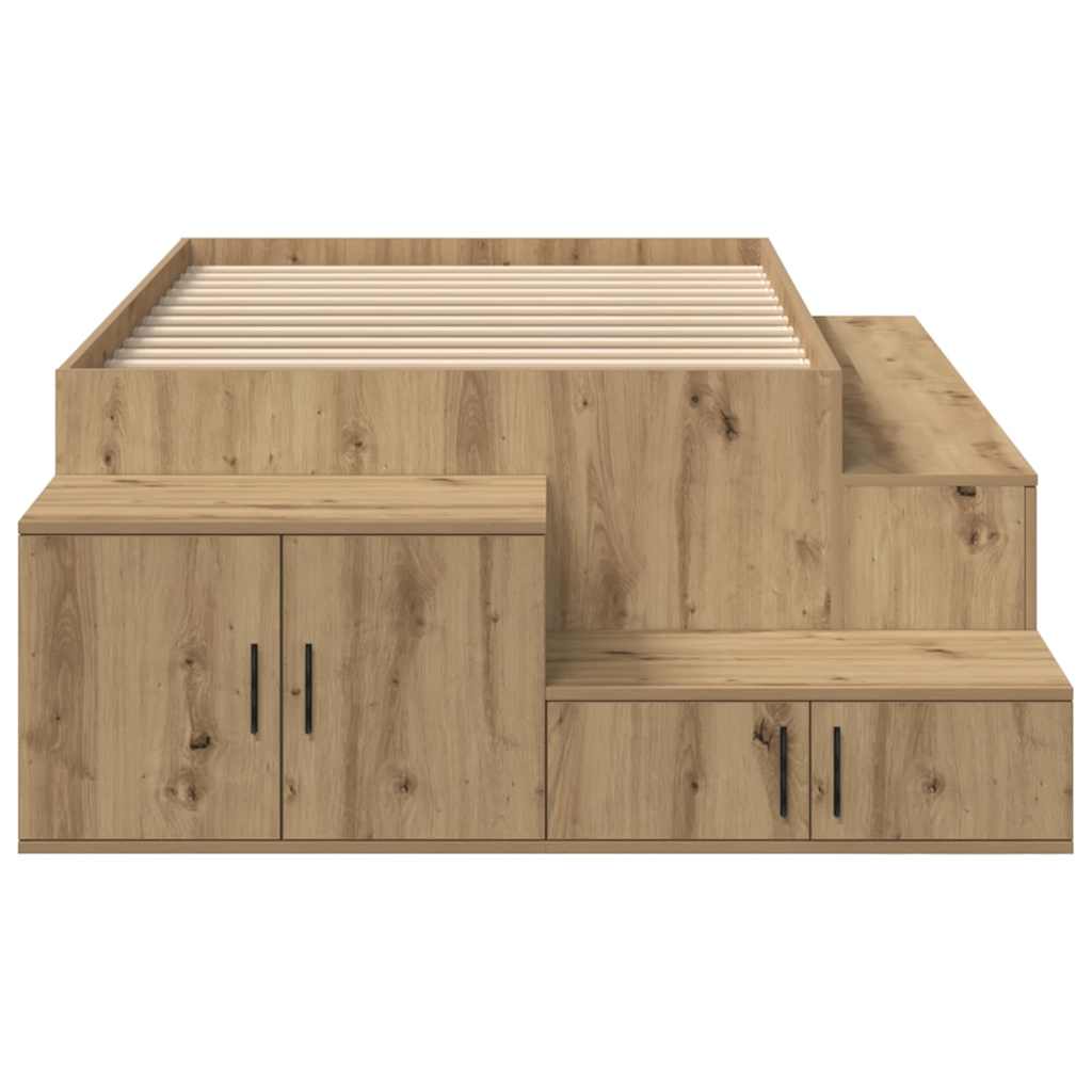 Struttura letto con contenitore con cassetto rovere artigianale 3335564