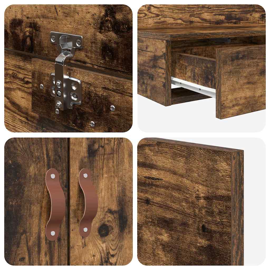 Struttura letto con contenitore con cassetto Rovere fumé 3335609