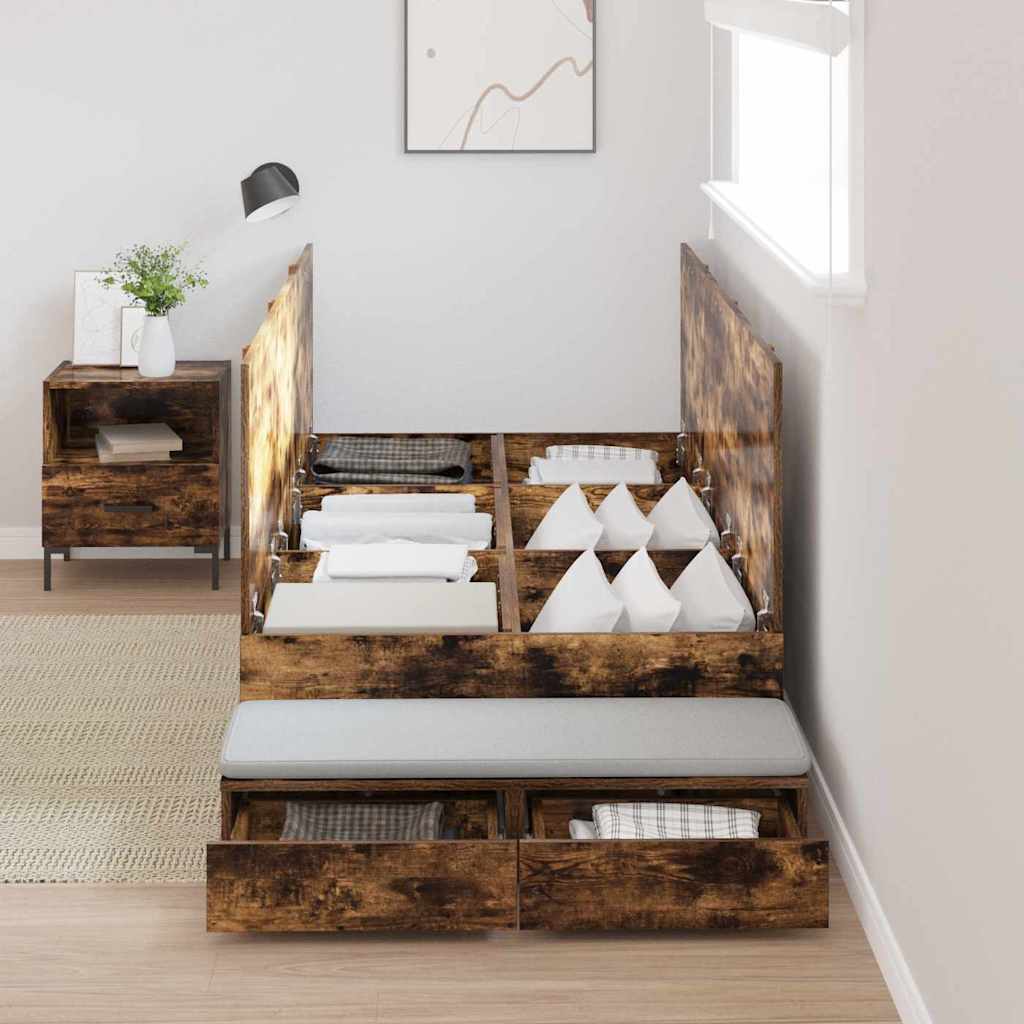 Struttura letto con contenitore con cassetto Rovere fumé 3335609