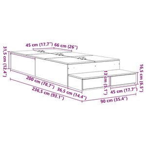 Struttura letto con contenitore con cassetto Rovere fumé 3335609