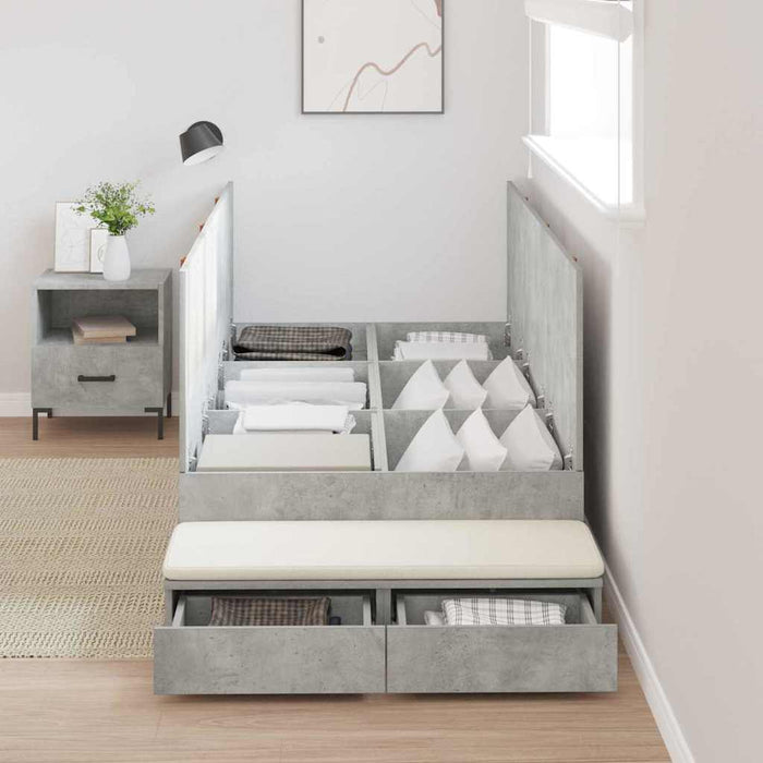 Struttura letto con contenitore con cassetto Grigio cemento 3335616