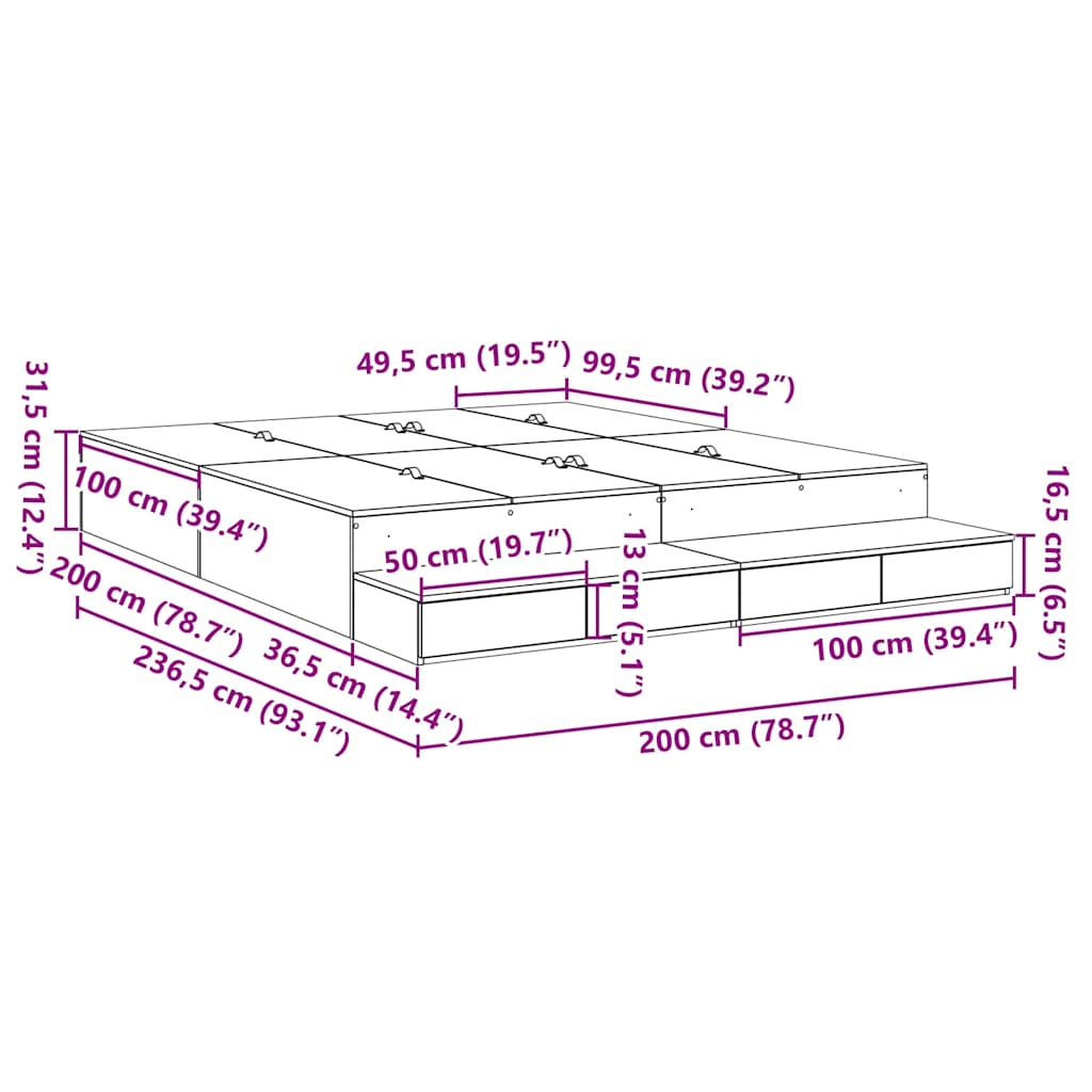 Struttura letto con contenitore Bianco 236.5 x 200 x 31.5 cm 3335621