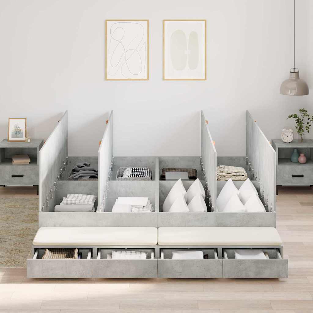 Struttura letto con contenitore con cassetto Grigio cemento 3335624