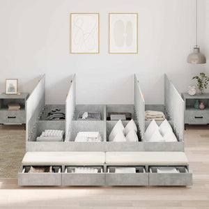 Struttura letto con contenitore con cassetto Grigio cemento 3335624