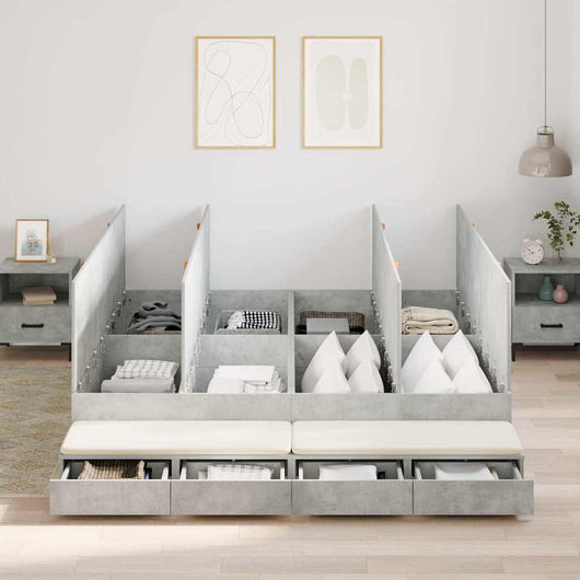 Struttura letto con contenitore con cassetto Grigio cemento 3335624
