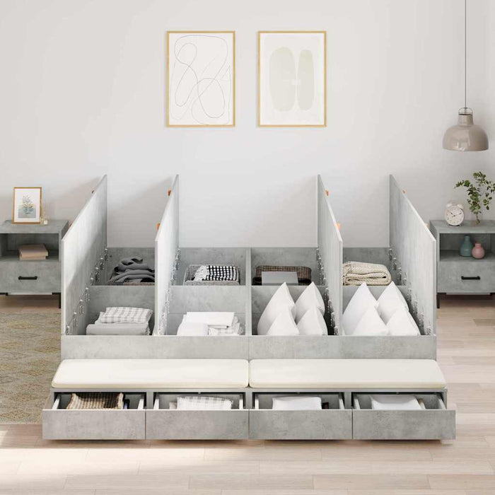 Struttura letto con contenitore con cassetto Grigio cemento 3335624