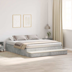 Struttura letto con contenitore con cassetto Grigio cemento 3335624