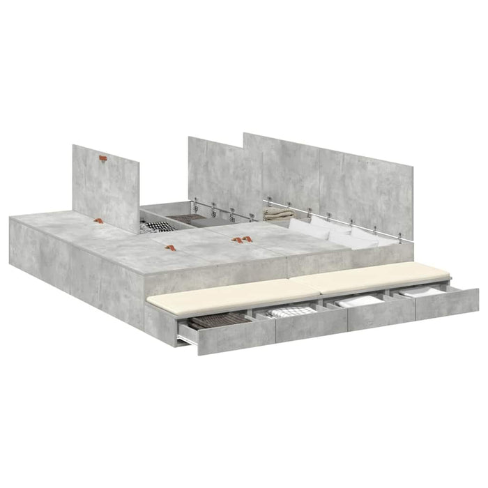 Struttura letto con contenitore con cassetto Grigio cemento 3335624