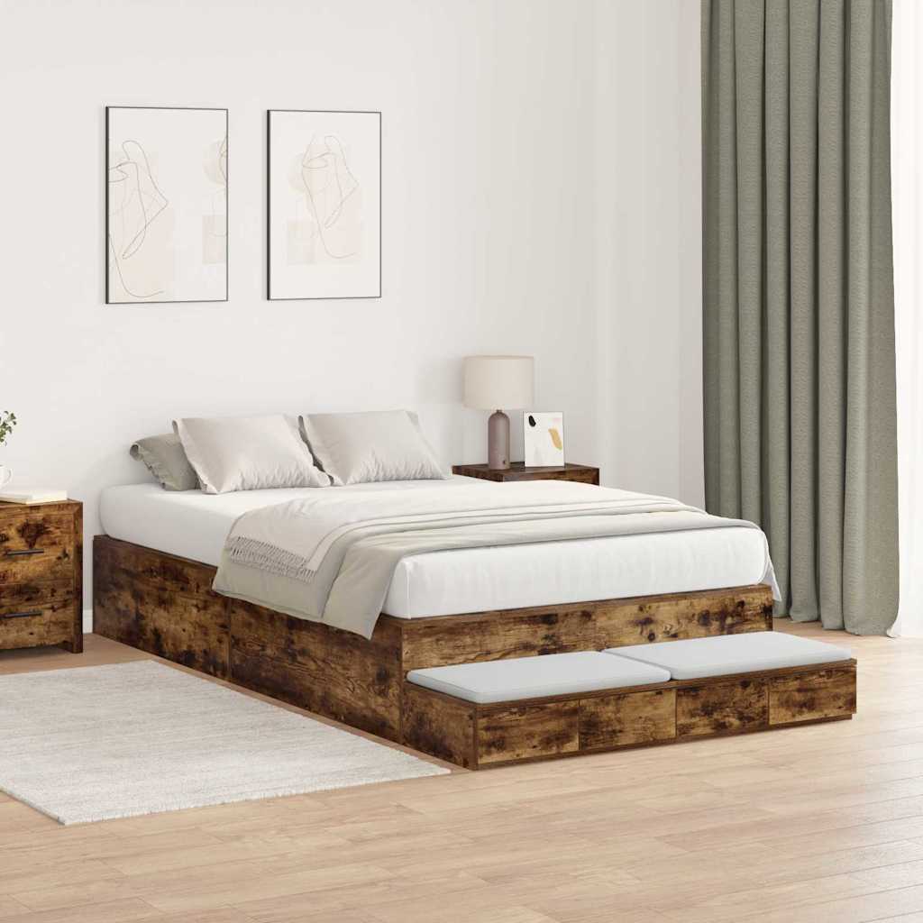 Struttura letto con contenitore con cassetto Rovere fumé 3335633