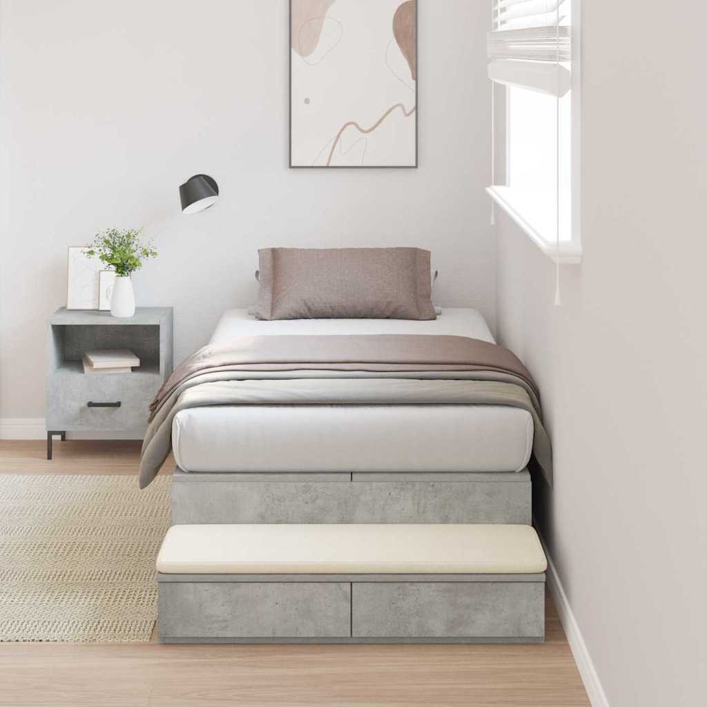 Struttura letto con contenitore con cassetto Grigio cemento 3335672
