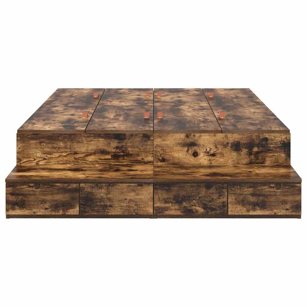 Struttura letto con contenitore con cassetto Rovere fumé 3335689