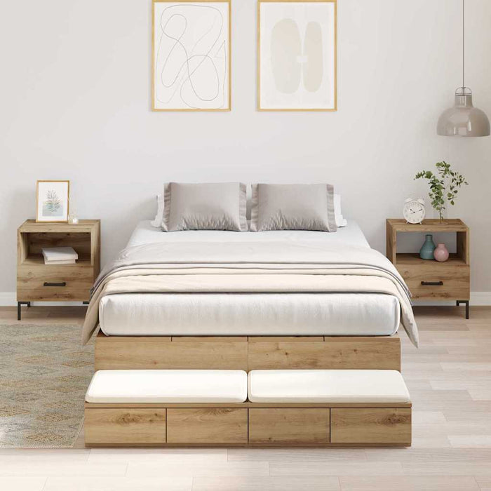 Struttura letto con contenitore con cassetto rovere artigianale 3335692