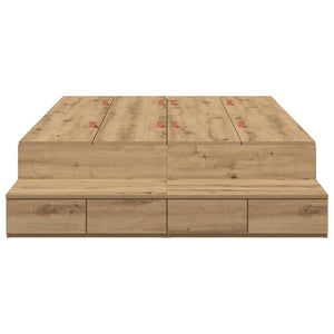 Struttura letto con contenitore con cassetto rovere artigianale 3335692