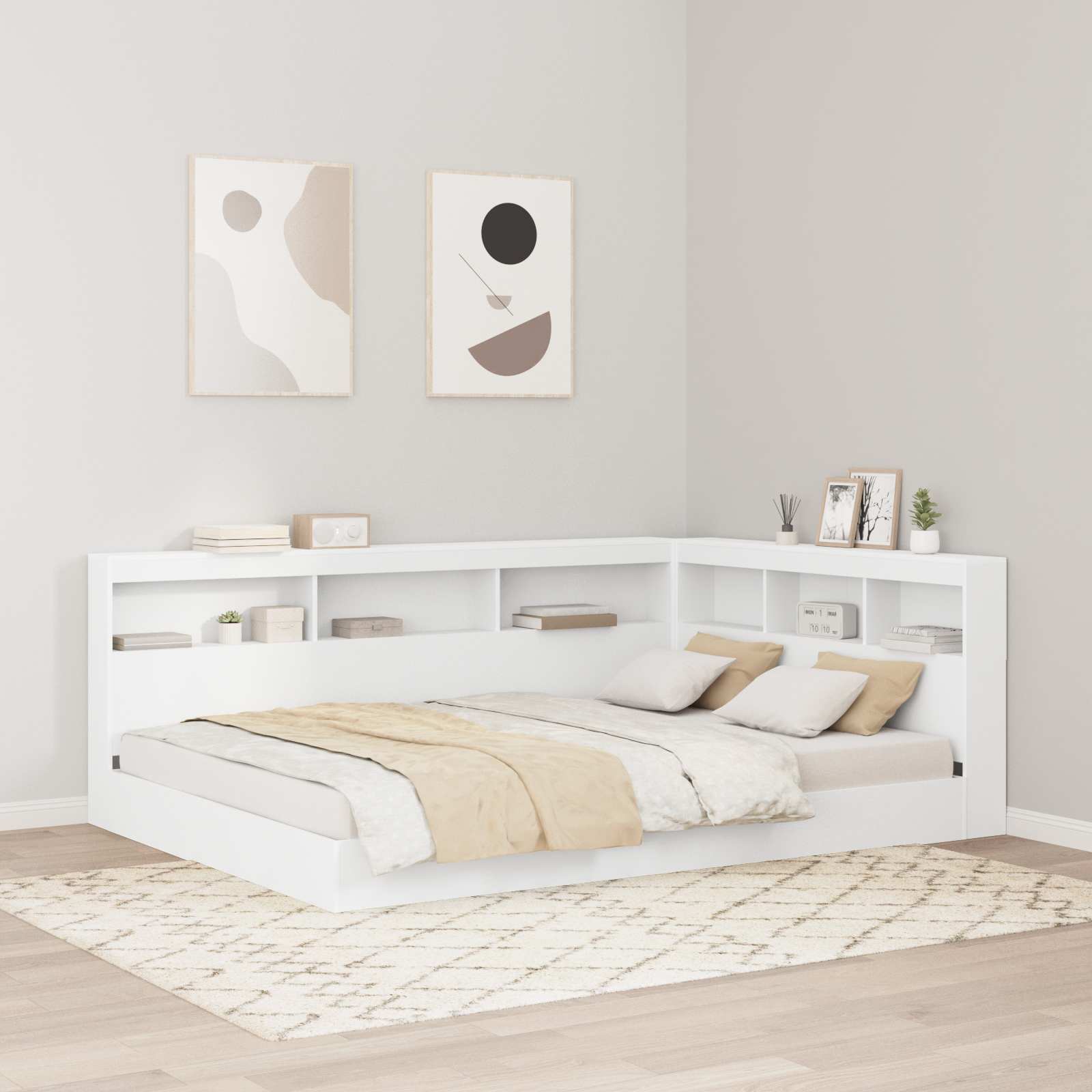 Letto Libreria Bianco 140 x 200 cm Legno multistrato 3335729
