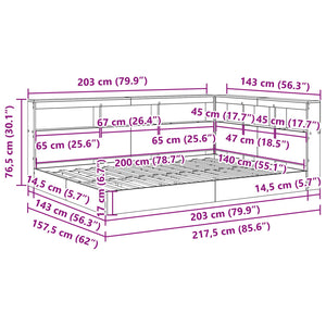 Letto Libreria Bianco 140 x 200 cm Legno multistrato 3335729