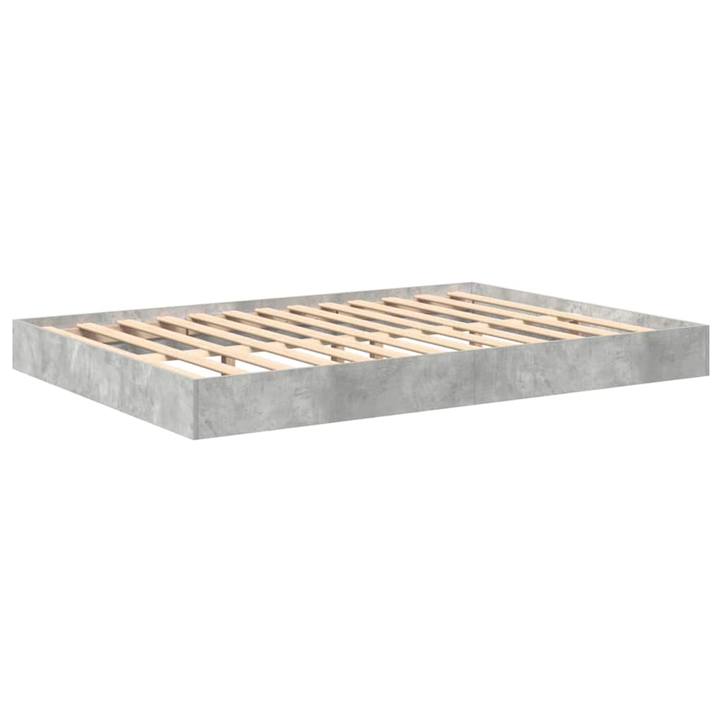 vidaXL Letto Libreria Grigio cemento 140 x 200 cm Legno multistrato