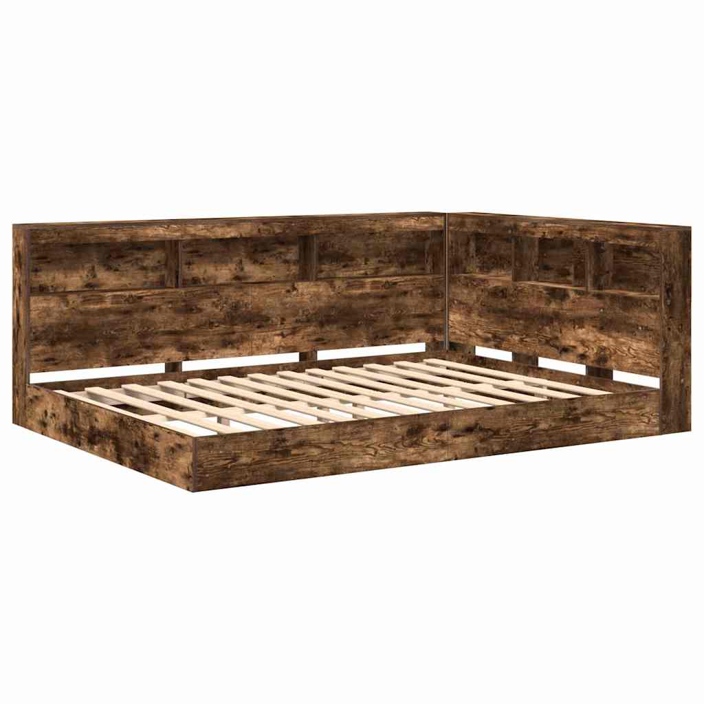 vidaXL Letto Libreria Rovere fumo 140 x 200 cm Legno multistrato