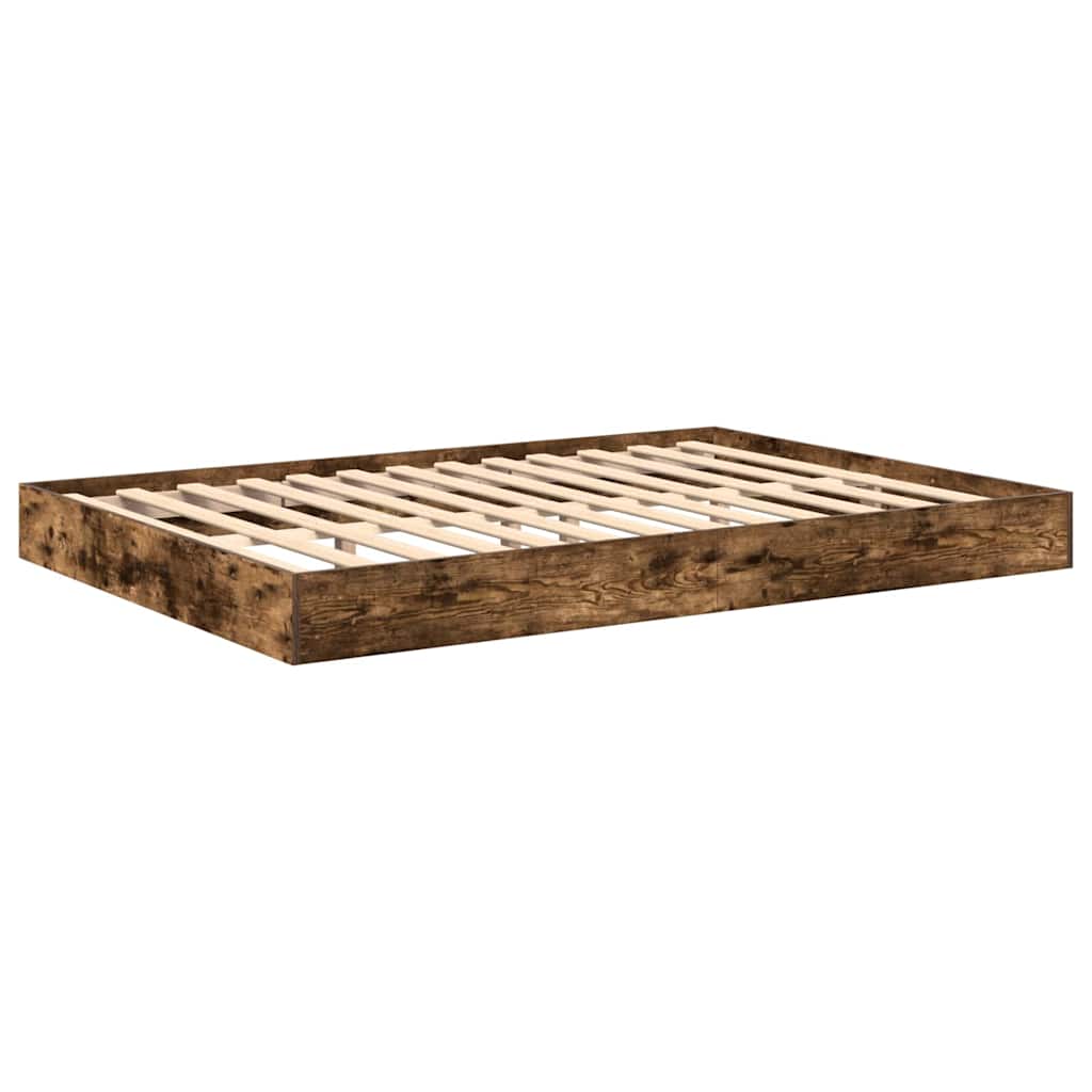 vidaXL Letto Libreria Rovere fumo 140 x 200 cm Legno multistrato