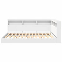 Letto Libreria-Struttura Letto con contenitore Bianco 160 x 200 cm Legno multistrato